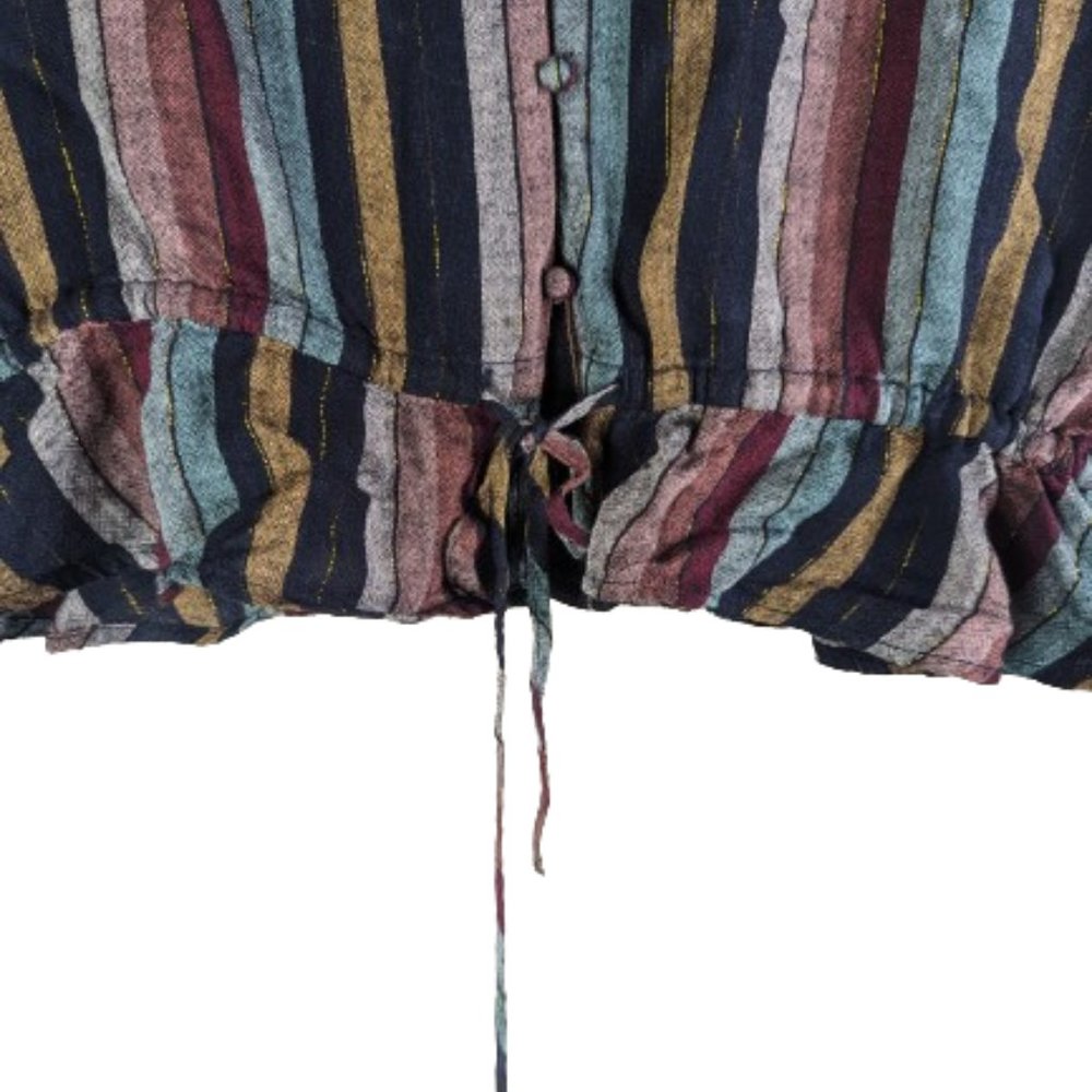 Rails Beaux Varadero Stripe Linen Blend Long Sleeve Blouse Medium - Picture 9 of 16